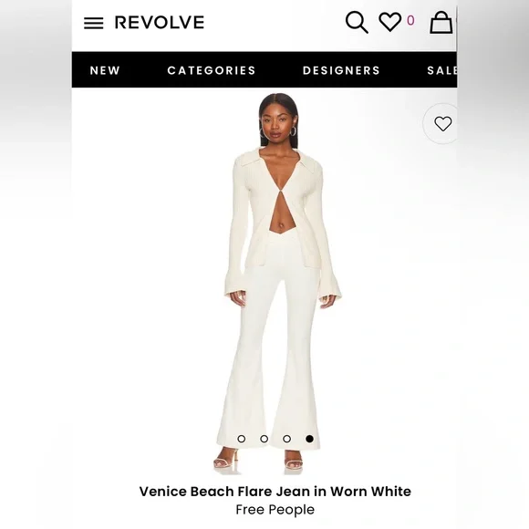 Free People Venice Beach Flare Jeans in Worn White. NWT size 30,31. - Picture 2 of 11